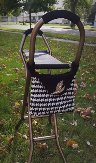 sling seat cane with crocheted bag