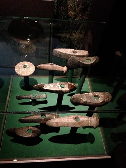 A stone ax. This is how the migration of the thing and the word began.