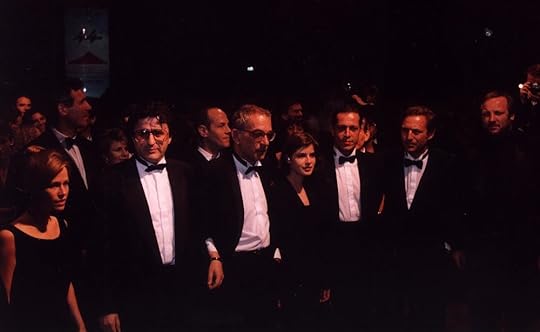 Left to right: Lorraine Evanoff, Leonardo de la Fuente, Krzysztof Kieslowski, Irene Jacob, Philippe Volter, Slowomir Idziak, Zbigniew Preisner
