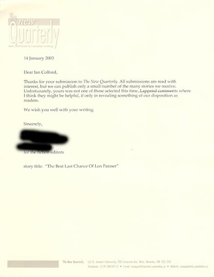Rejection from The New Quarterly