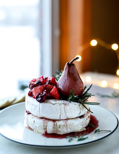 winter fruit stuffed brie with a pinot poached pear I howsweeteats.com 