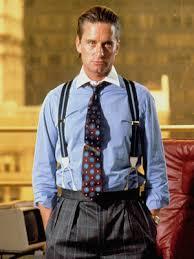 Michael Douglas and his Gordon Gekko suspenders in Oliver Stone's 