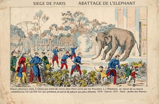 Here the army is shown slaughtering a zoo elephant to feed the population. <br />Credit: Ph. Jean Loup Charmet © Archives Larbor