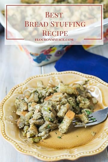 The Best Bread Stuffing recipe made with poultry seasoning via flouronmyface.com