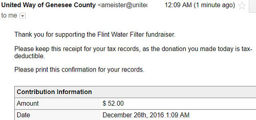 Flint water fund receipt
