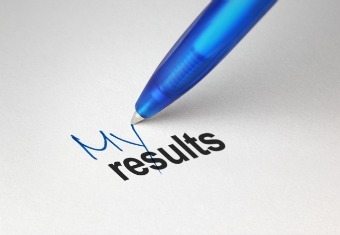 My results, written on white paper