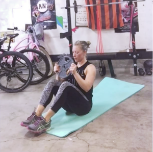 Robin Savala doing an at home workout