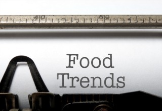 Food trends printed on an old typewriter