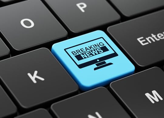 53992702 - news concept: computer keyboard with breaking news on screen icon on enter button background, 3d render