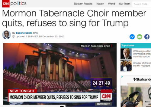 Mormon Tabernacle Choir member quits refuses to sing for Trump CNNPolitics.com