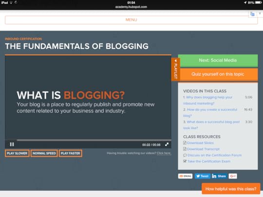 What is blogging according to Hubspot