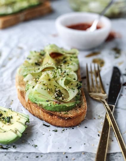 sesame cucumber ribbon avocado toast I howsweeteats.com 