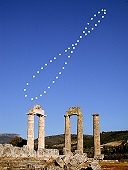 Analemma with the Temple of Zeus (340-330 BC) at Ancient Nemea, image credit Anthony Ayiomamitis, found at http://solar-center.stanford.edu/art/analemma.html