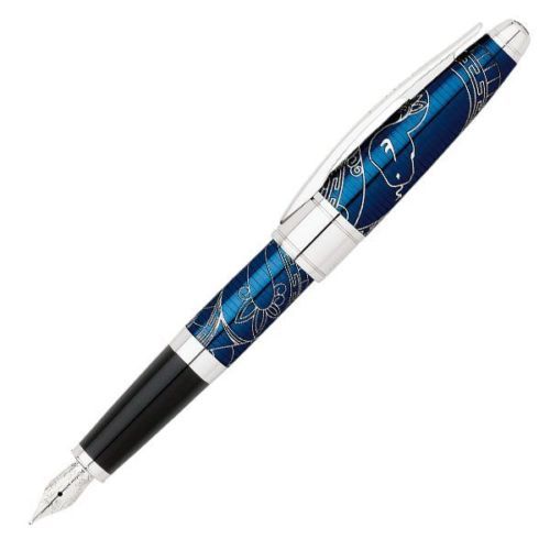 Cross-Special-Edition-Year-of-the-Snake-Prosperity-Blue-Medium-Fountain-Pen-NEW