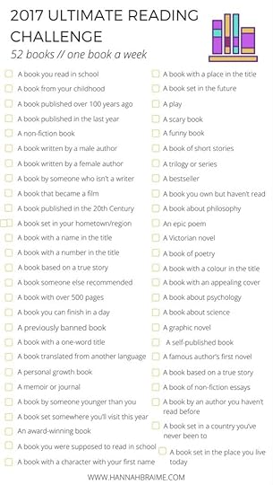 2017 Ultimate Reading Challenge! Are you ready for a 2017 reading challenge? Click through to get your 26-book and 52-book challenge checklists...