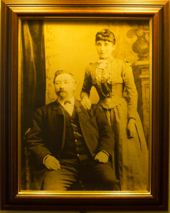 An image of Humphrey Lynch and his wife which hangs in The Cotton Ball pub (Damian Shiels)