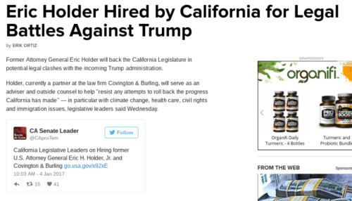 Eric Holder Hired by California for Legal Battles Against Trump NBC News