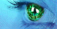 eye iris and circuit and binary internet concept