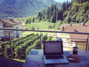 Working while overlooking Val di Rabbi