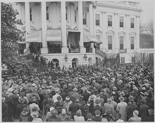 Photograph of President Franklin D. Roosevelt delivering his fourth Inaugural Address by Abbie Rowe, 1905-1967. Public domain via Wikimedia Commons.