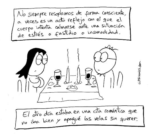 Viñeta de humor gráfico sobre el incomprendido acto de resoplar.