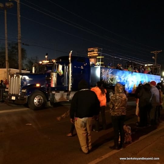 big rig float in Krewe of Krewes' Parade at Mardi Gras in Lake Charles, LA