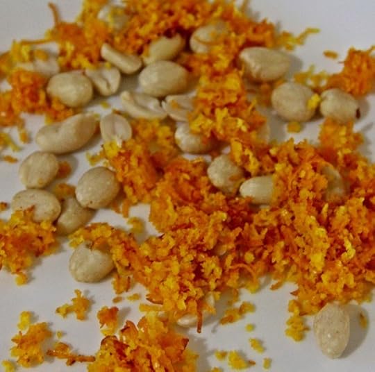 Citrus zest and peanuts