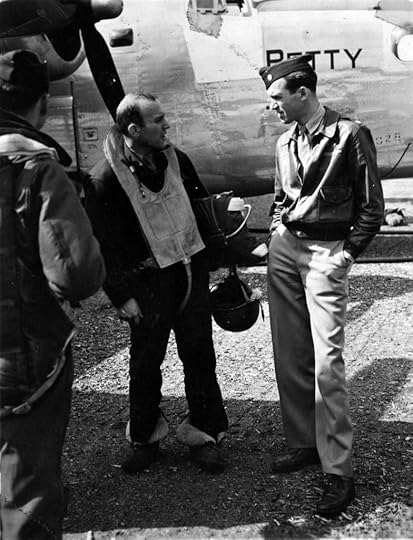 Maj. Jimmy Stewart confers with B-24 crewmen, England, 1943 (US Air Force photo)