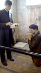 Thomas Raile praying for forgiveness for stealing some books.