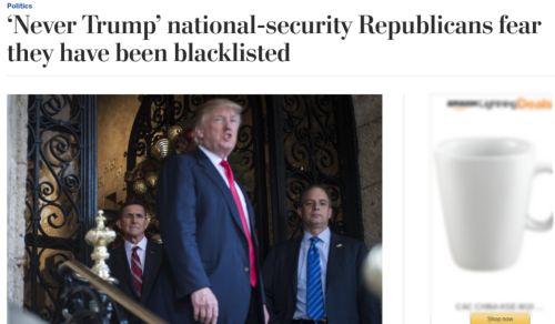 ���Never Trump��� national security Republicans fear they have been blacklisted The Washington Post