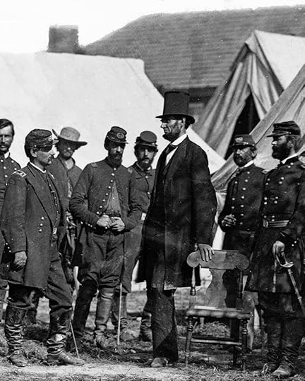 lincoln at civil war camp wearing hat