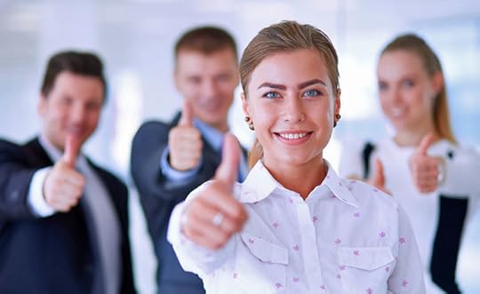 Upbeat group showing forced positivity