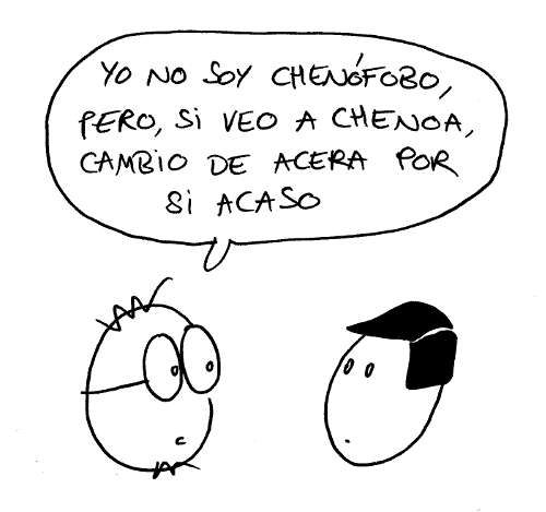 Viñeta de humor gráfico sobre el miedo a lo diferente.