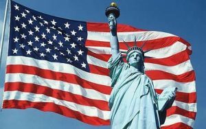Flag and lady liberty