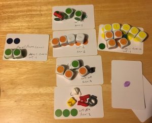 Cards and Dice in play