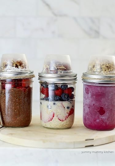 Three make-ahead vegan mason jar recipes. Smoothie, chia pudding, and overnight oatmeal.