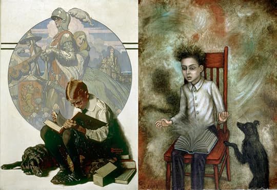 Boy Reading by Normal Rocwell and The Book by Gina Litherland