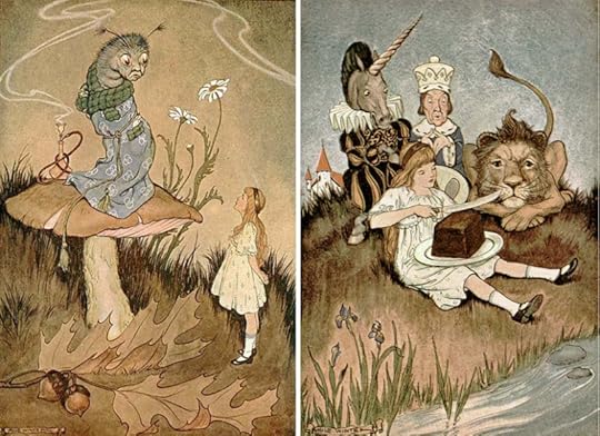 Two illustrations for Alice in Wonderland by Milo Winter