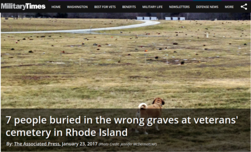 7 people buried in the wrong graves at veterans cemetery in Rhode Island