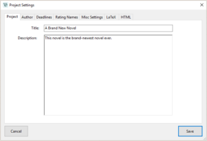 yWriter Project Settings