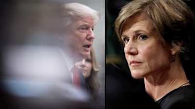 Donald Trump and Sally Yates, the Acting Attorney General who he has sacked after she refused to cooperate with his disgraceful immigration ban.