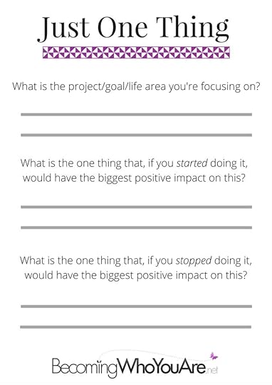 Just One Thing Worksheet
