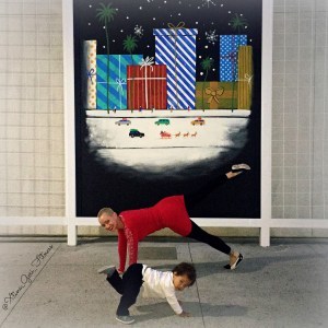 Blogger stay at home mom Christina Jogoleff exercising with her son