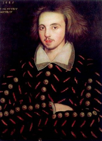 Unidentified Corpus Christi student assumed to be Christopher Marlowe. Public Domain via Wikimedia Commons.