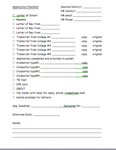 Screen Shot-Application Checklist