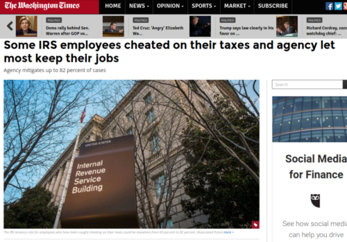 IRS employees who cheated on their taxes allowed to keep jobs Washington Times