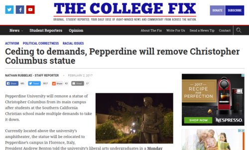 Ceding to demands Pepperdine will remove Christopher Columbus statue The College Fix