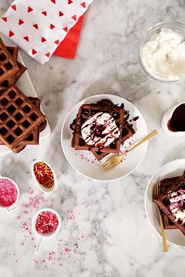 Galentine’s Day: Chocolate Waffles, Cream, and Chocolate Sauce