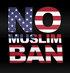 No Muslim Ban: a poster by Redbubble.