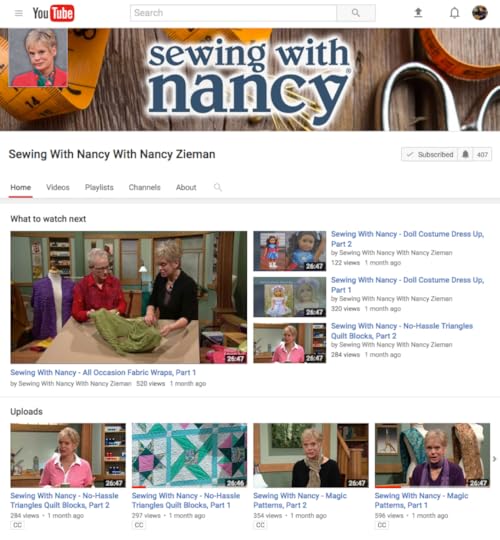 Watch Sewing With Nancy on the Official Sewing With Nancy YouTube Channel